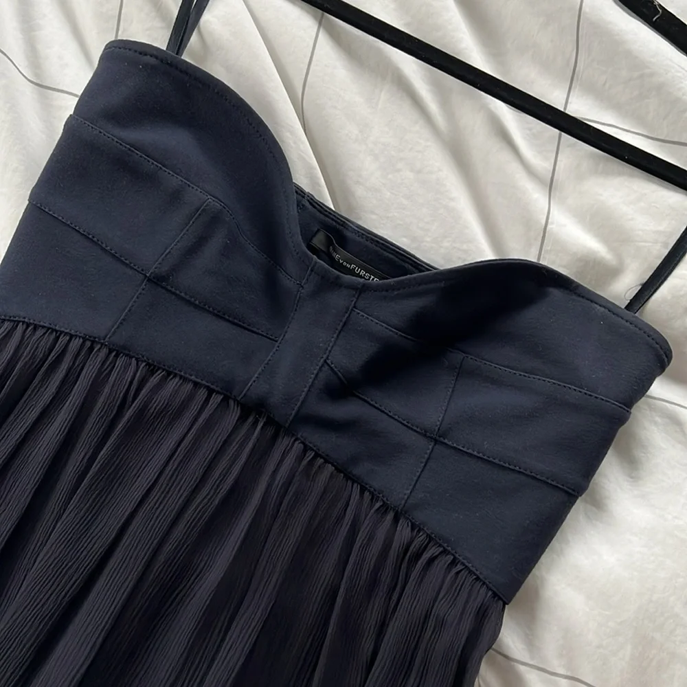 Diane Von Furstenberg Asti Navy Strapless Floor Length Gown/Dress - Picture 4 of 11